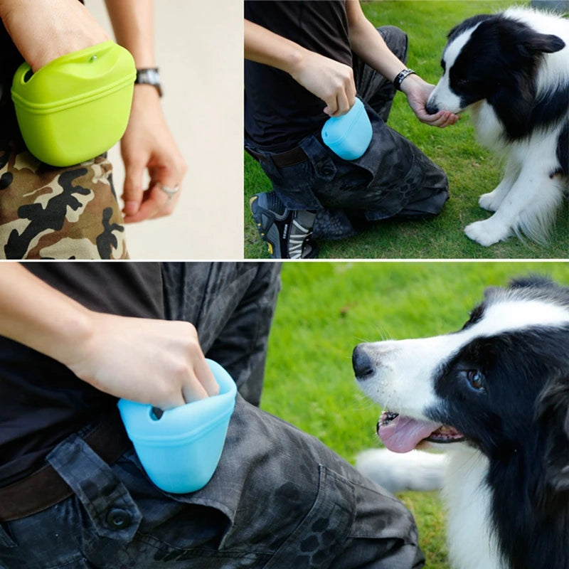 Silicone Dog Treat Training Pouch – Portable Magnetic Closure Waist Bag