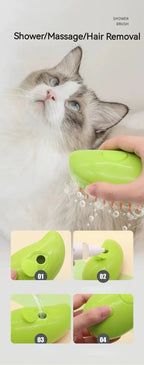 3-in-1 Electric Pet Hair Brush – Steam Spray, Massage & Hair Removal