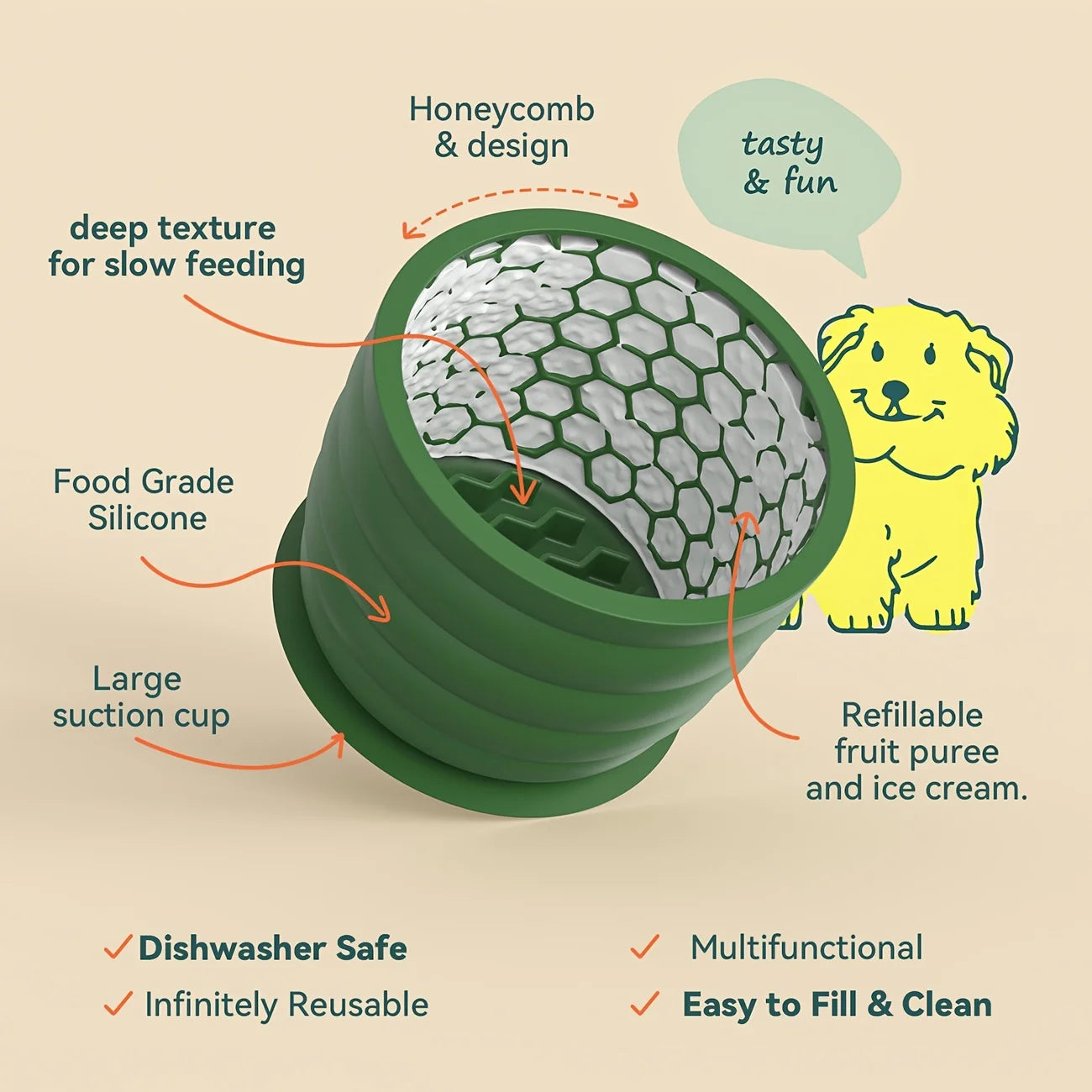 Silicone Slow Feeder Dog Bowl with Suction Cup – Non-Slip Healthy Eating Dish