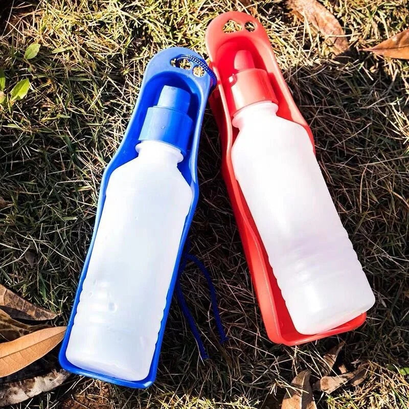 Squeeze-to-Fill Dog Travel Water Bottle – Built-In Drinking Bowl