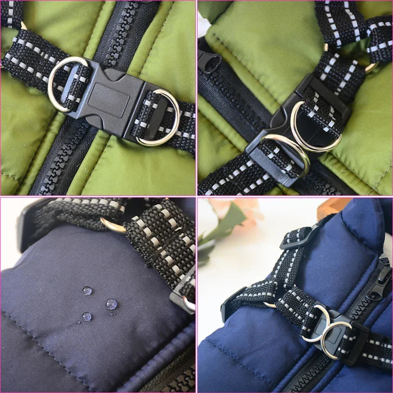 Large Dog Jacket with Built-In Harness – Waterproof Winter Coat