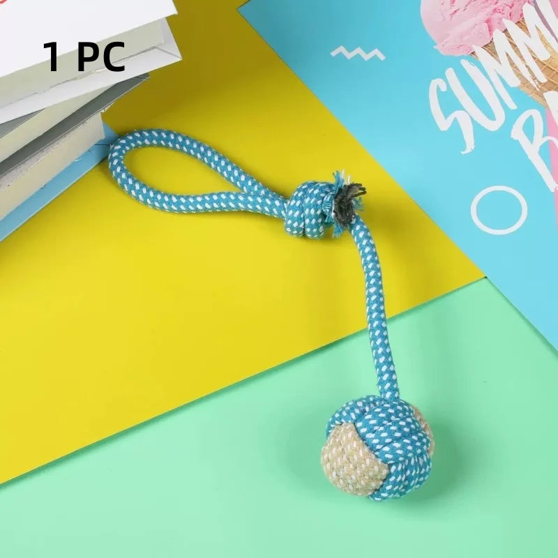 Cotton Rope Ball Toy - Interactive Toothbrush for All Dog Sizes
