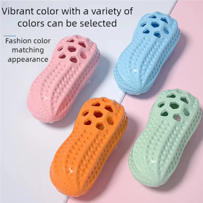 Peanut Shape TPR Dog Toy - Squeaky Bite Resistant & Treat Dispenser