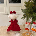 Winter Corduroy Dog Dress Set – Red Bow Outfit XS-XXL