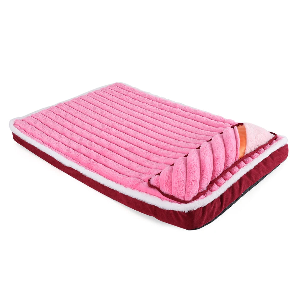 Comfortable Dog Sofa Bed – Winter Warm Elastic Cushion with Pillow for Small & Medium Dogs