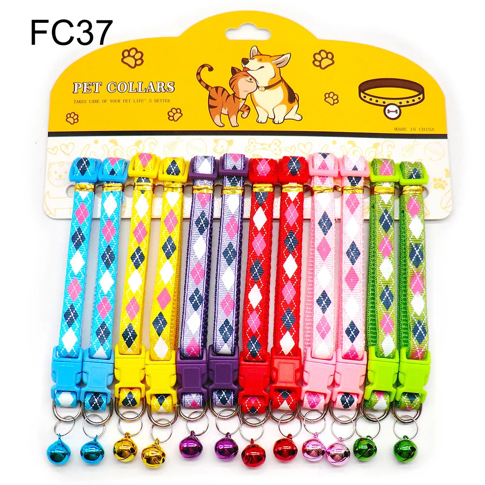 Multicolor Dog Collars with Bell 12 Pack – Adjustable ID Safe