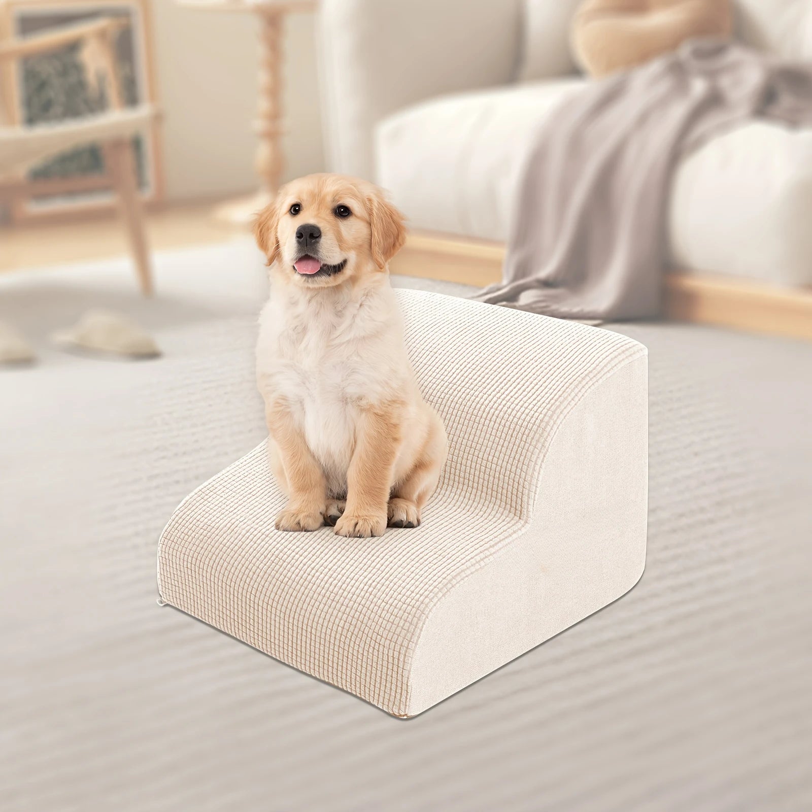 Orthopedic Dog Steps with Removable Cover – 2/3/4 Tier Non-Slip Pet Stairs for Bed & Sofa