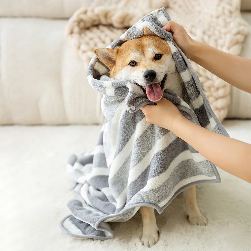 Quick-Dry Dog Bathrobe - Ultra-Absorbent Thick Coral Fleece Pet Towel