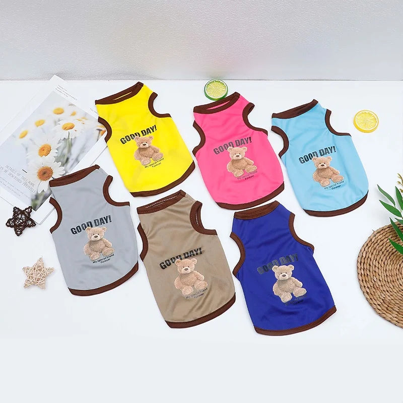 Cartoon Bear Dog Costume T-Shirt – Cute Polyester Vest Outfit
