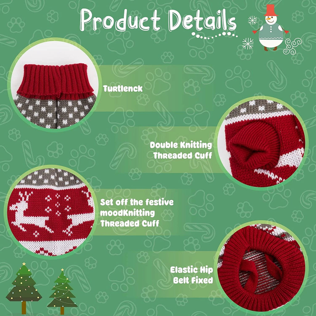 Christmas Dog Sweater – Red Wool Knit Holiday Pullover