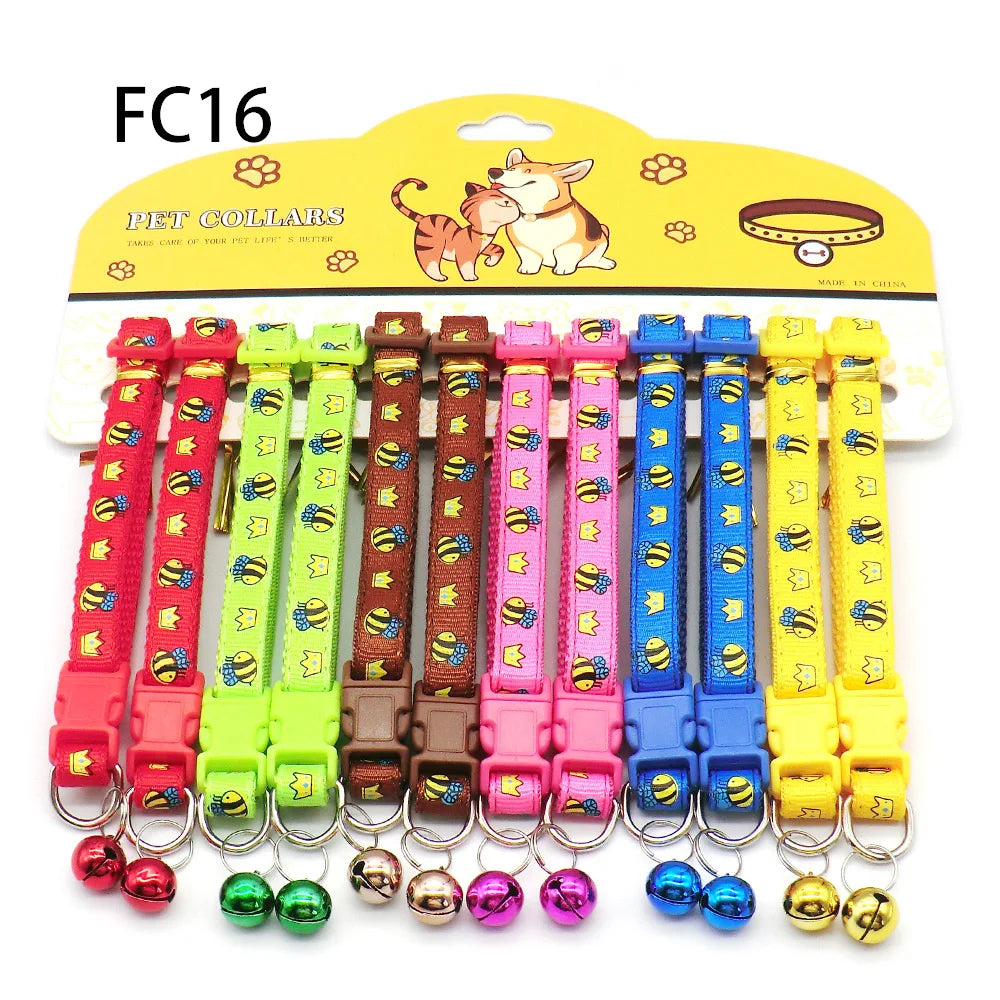 Multicolor Dog Collars with Bell 12 Pack – Adjustable ID Safe