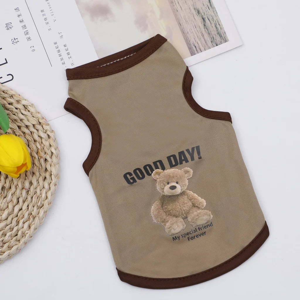 Cartoon Bear Dog Costume T-Shirt – Cute Polyester Vest Outfit