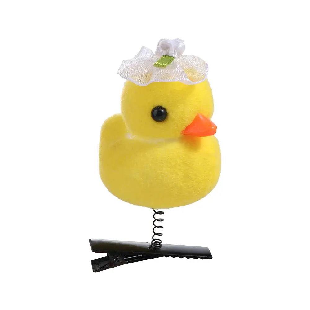 Duck Plush Hair Clip – Kids Bowknot Flower