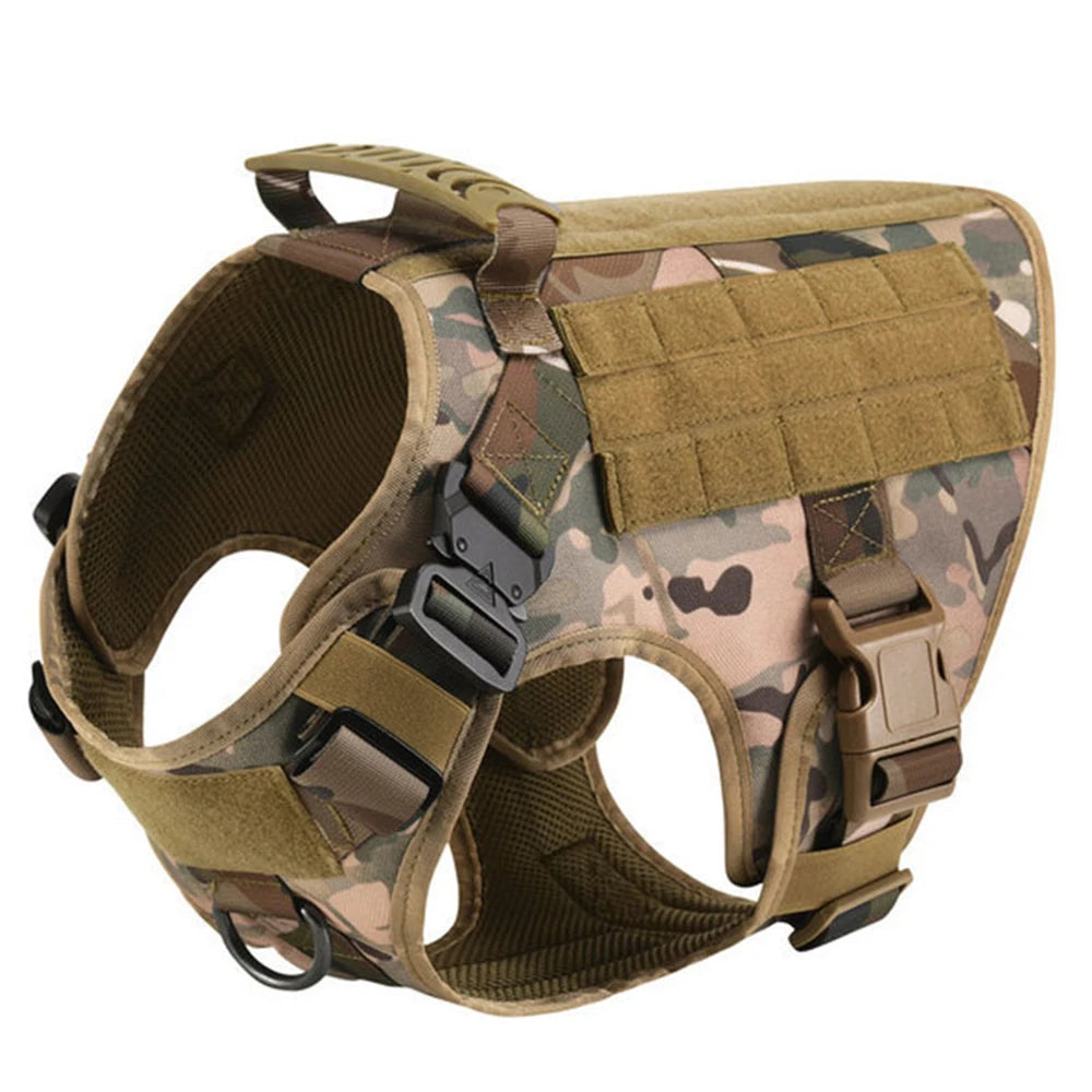 Large Tactical Dog Harness Vest – Padded Nylon Training Harness