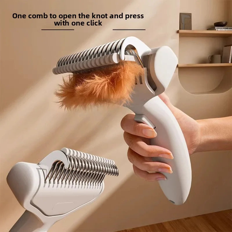 Floating Stainless Steel Dog Brush - Curved Undercoat Grooming Comb