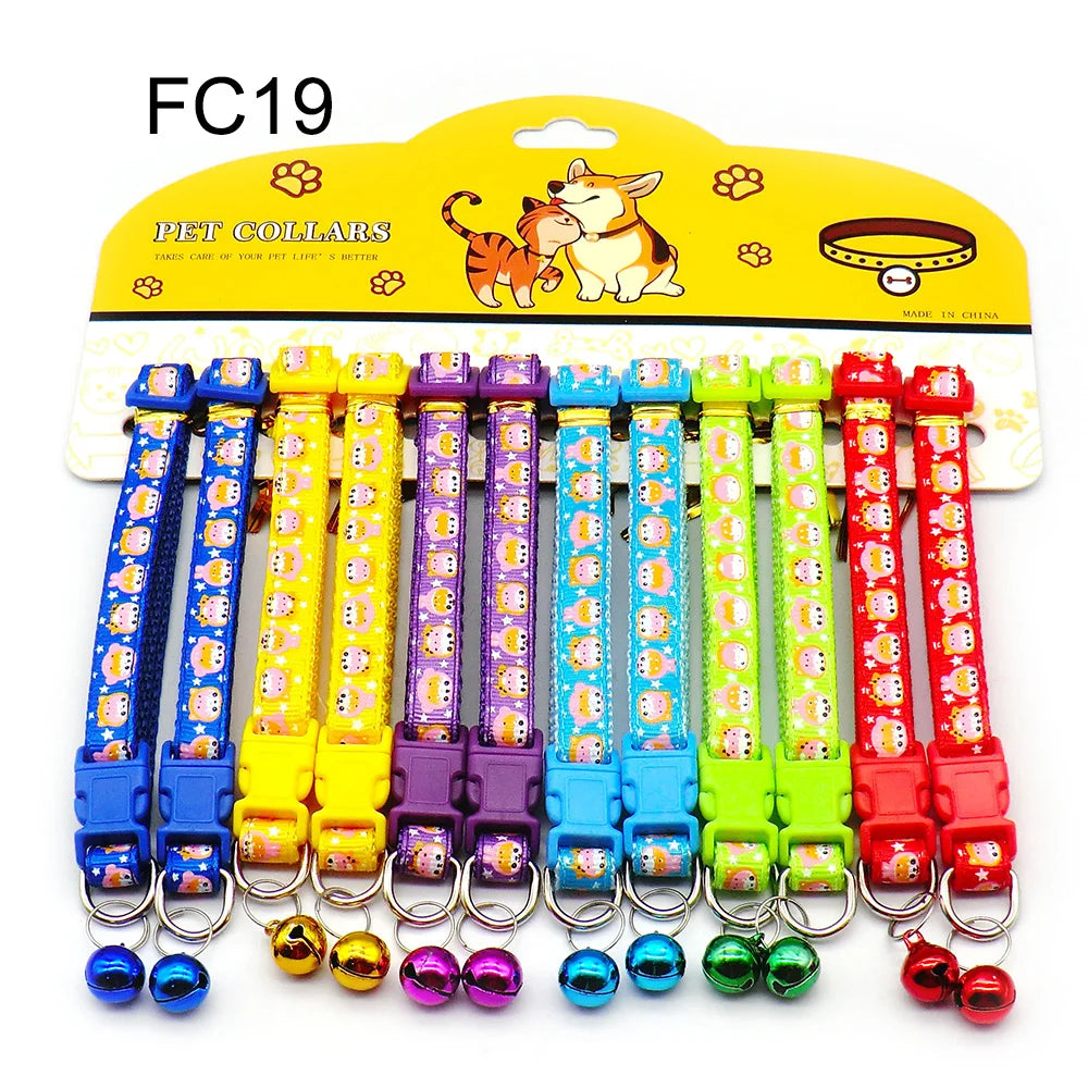 Multicolor Dog Collars with Bell 12 Pack – Adjustable ID Safe