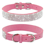 Crystal Rhinestone Dog Collar – Suede with Zinc Buckle