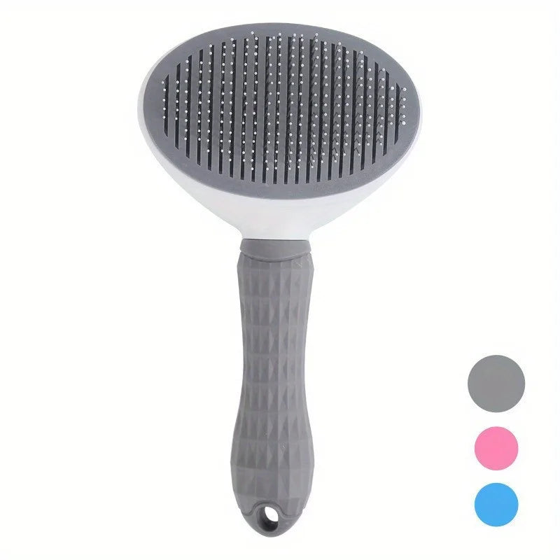 One-Click Pet Hair Removal Comb for Dogs – Automatic Slicker Brush