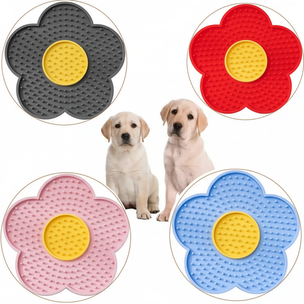 Interactive Sunflower Dog Lick Mat – Silicone Anxiety Relief Pad