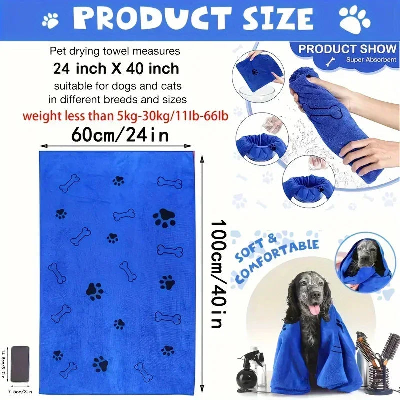 Quick Drying Bath Towel for Dogs – Large Soft Absorbent Microfiber Pet Towel