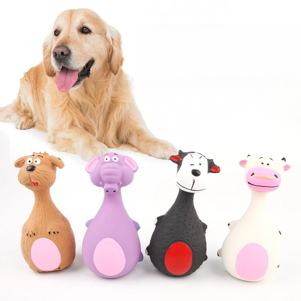 Squeaky Latex Animal Toys - Fetch & Chew for Small & Medium Dogs