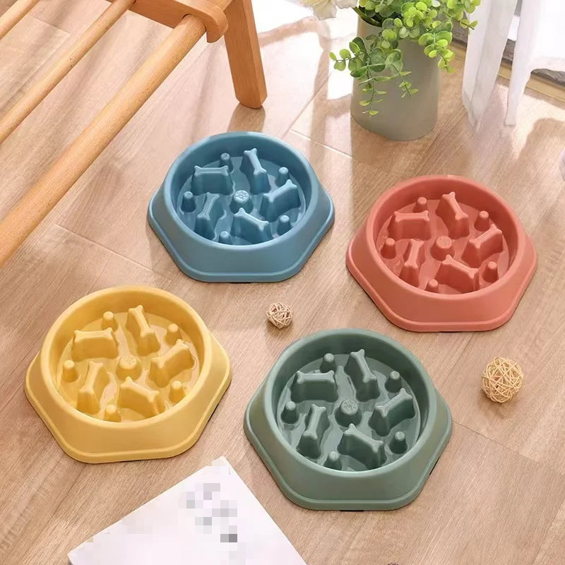 Bone-Pattern Slow Feeder Dog Bowl – Anti-Choke Healthy Eating Dish