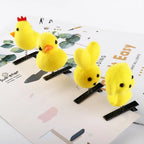Duck Plush Hair Clip for Kids – 4cm Alloy Barrette Yellow & Red