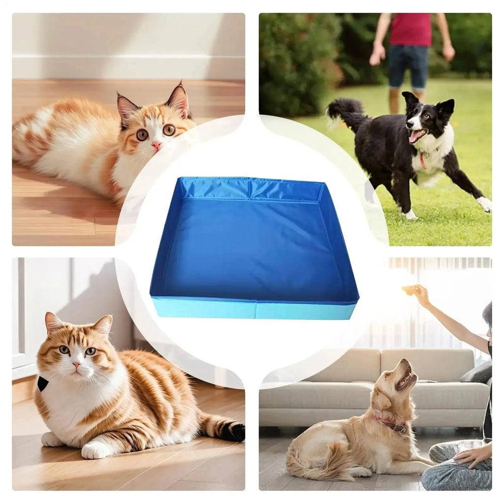 Dog Pool PVC Folding Swimming Pool – Non-Inflatable Paddling Bath Tub for Puppies & Small Dogs