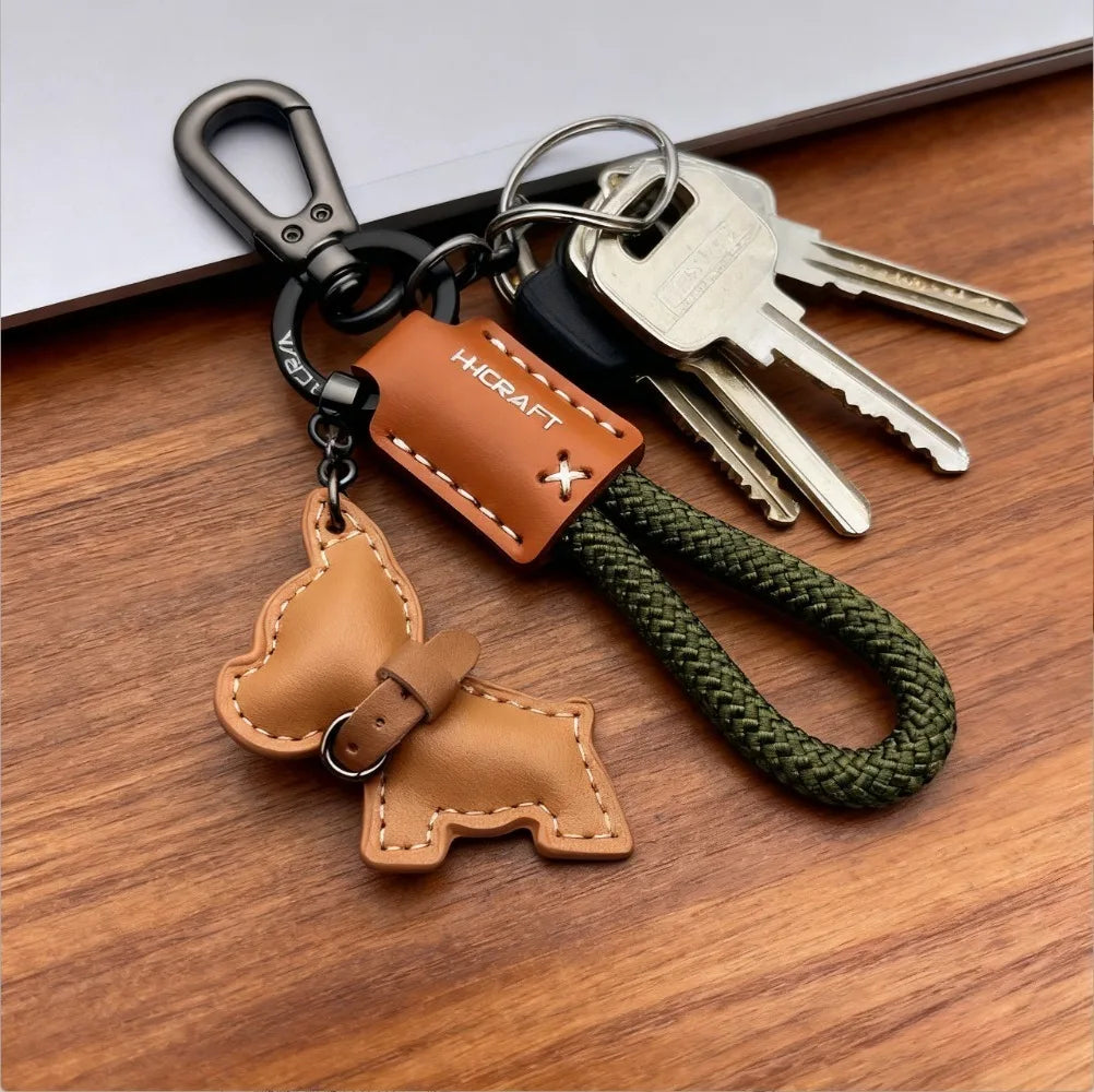 Leather Braided Rope Keychain – Anti-Loss Key Strap