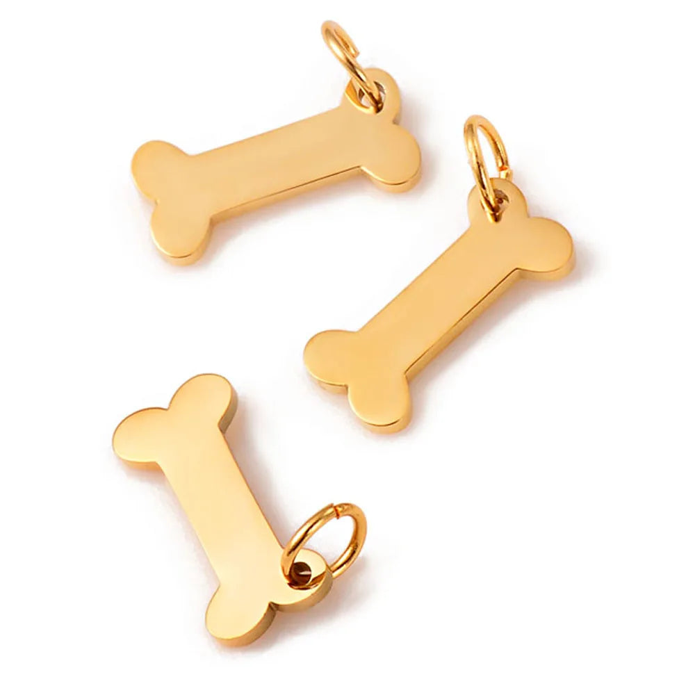 Paw Print & Bone Charm Pendants – Stainless Steel DIY Set (5 Pcs Gold)