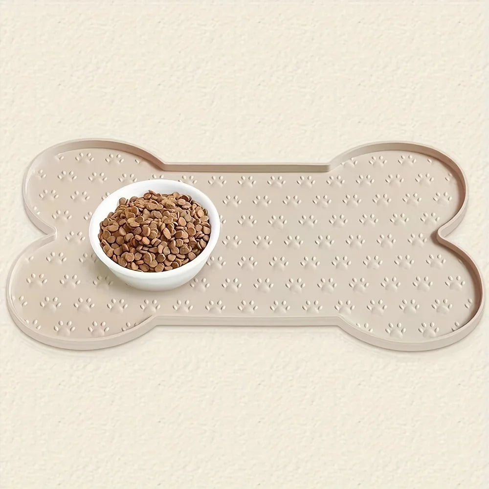 Silicone Dog Feeding Mat – Non-Slip Waterproof Pet Bowl Mat with Raised Edges, Washable
