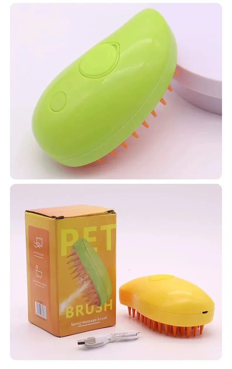 3-in-1 Electric Pet Hair Brush – Steam Spray, Massage & Hair Removal
