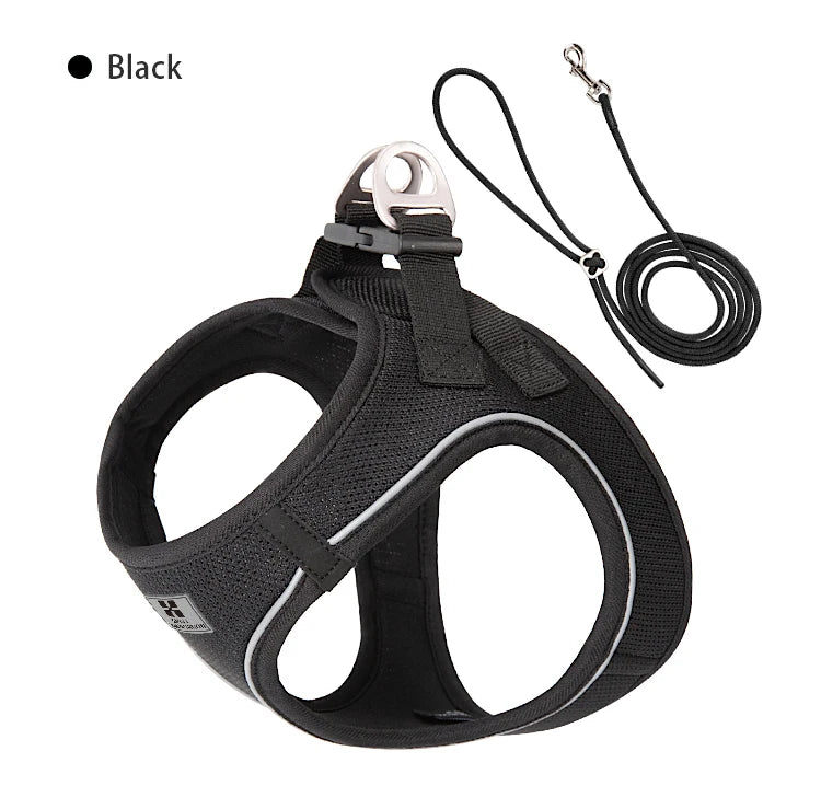 Dog Harness & Leash Set – Step-In Reflective Mesh Vest
