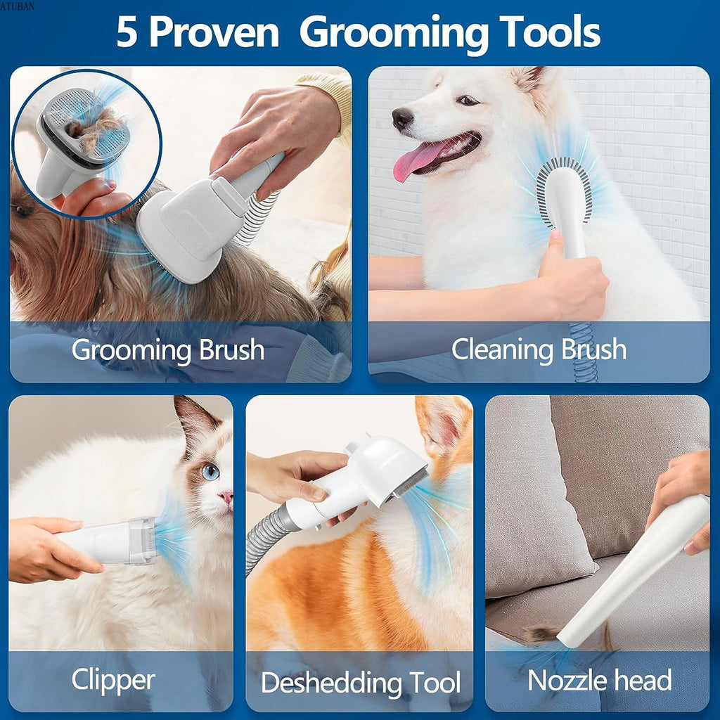 ATUBAN Dog Grooming Vacuum & Pet Grooming Kit with 2.3L Dust Cup