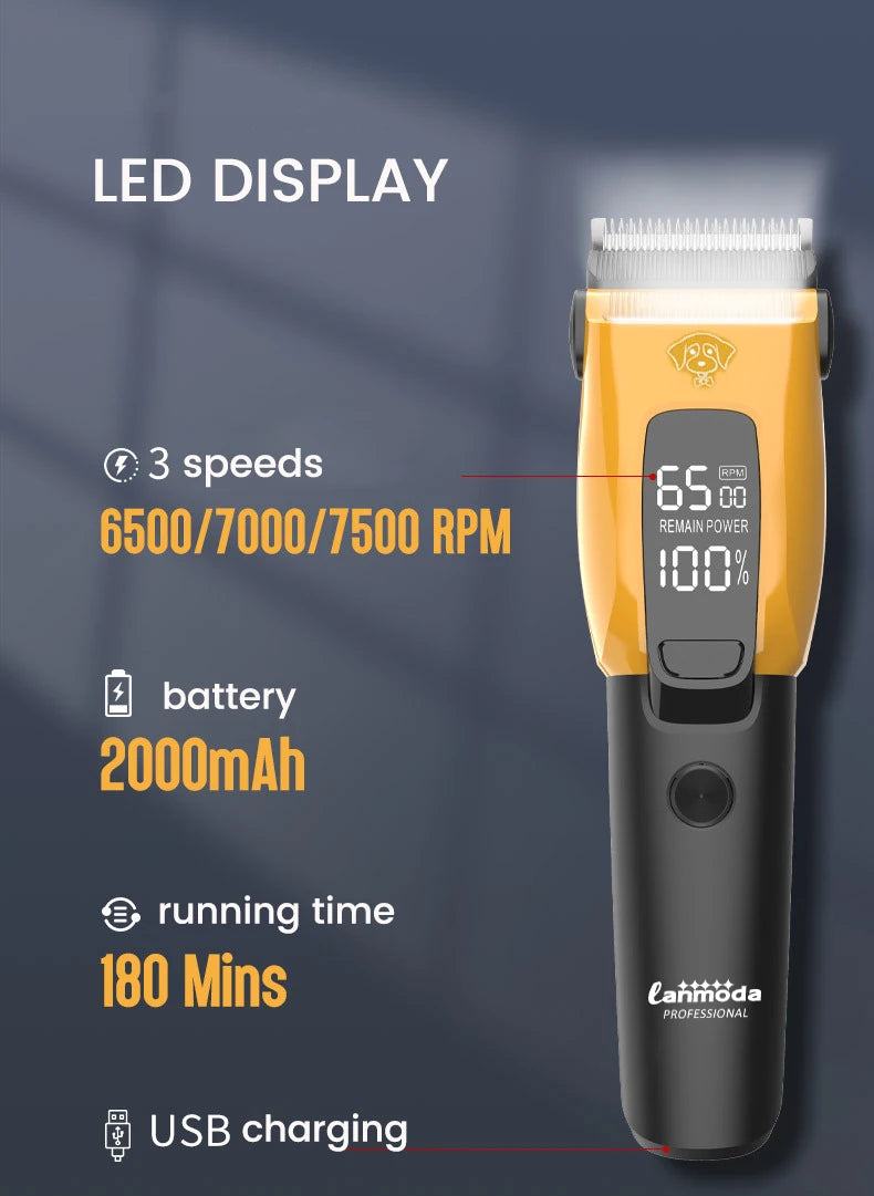 Professional Cordless Pet Clipper - Type-C Rechargeable Dog Trimmer