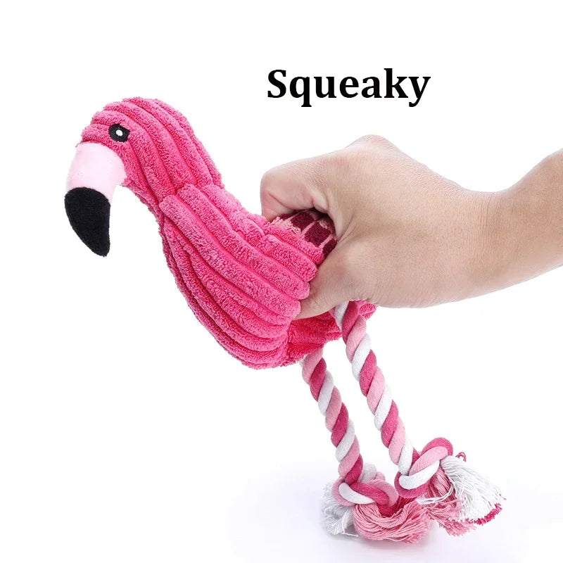 Pink Flamingo Plush Rope Dog Toy for All Sizes