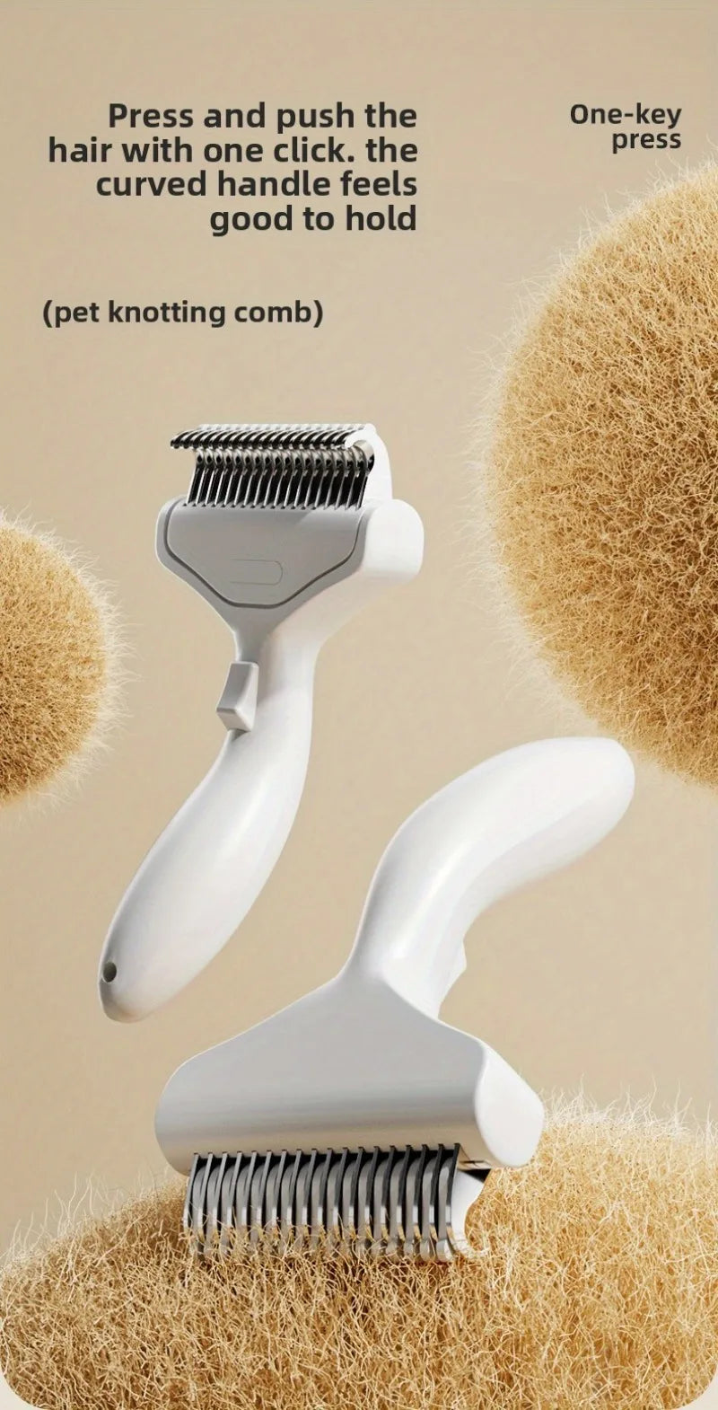 Floating Stainless Steel Dog Brush - Curved Undercoat Grooming Comb