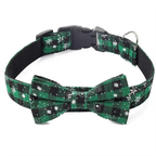Christmas Dog Collar with Bow Tie – Plaid Snowflake Festive Red