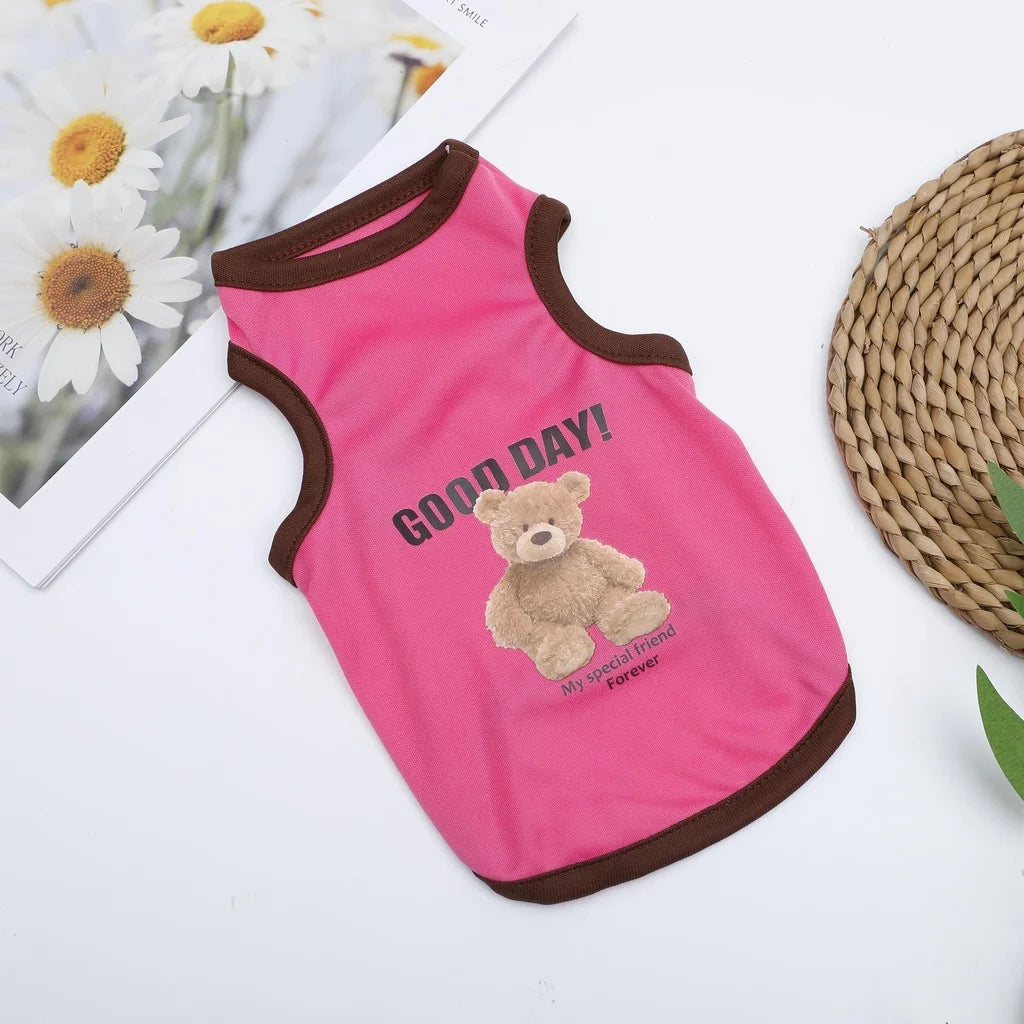 Cartoon Bear Dog Costume T-Shirt – Cute Polyester Vest Outfit