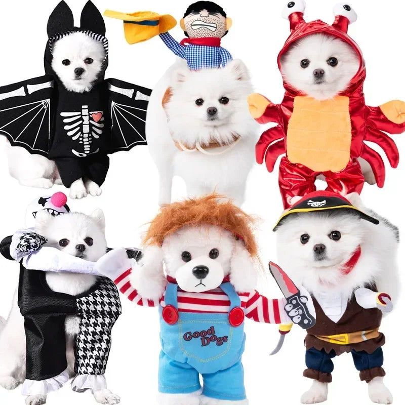 Nonecn Halloween Dog Costume Set with Wig Hat & Dagger Prop