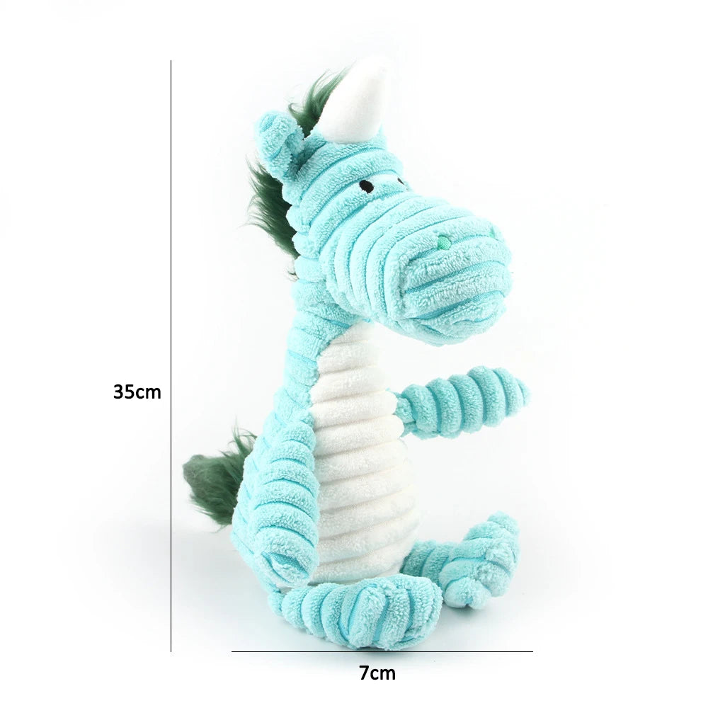 Corduroy Animal Squeaky Dog Toy – Bite Resistant Plush