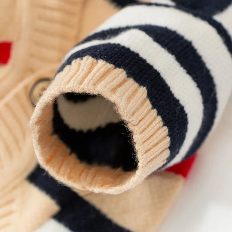 Luxury Striped Dog Cardigan – Cotton Warm Sweater Coat