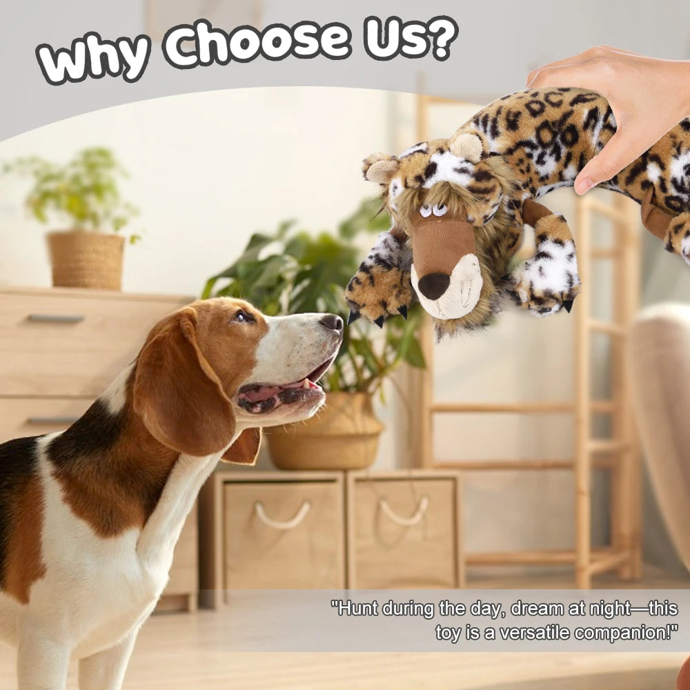 Cheetah Plush Dog Toy with Heartbeat – Calming Sleep Aid