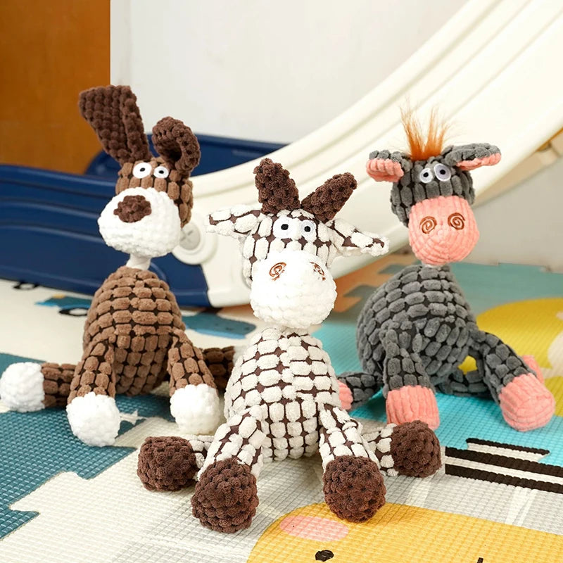 Donkey Shape Plush Dog Toy – Interactive & Bite Resistant
