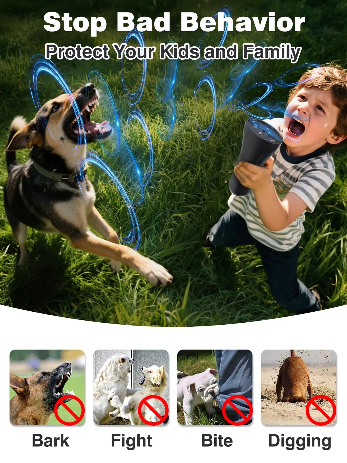 2025 Ultrasonic Dog Bark Deterrent – Rechargeable Training Device with LED