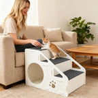 2-in-1 Foldable Dog Steps & Ramp – Non-Slip Stairs for Small Dogs, Puppies & Indoor Use