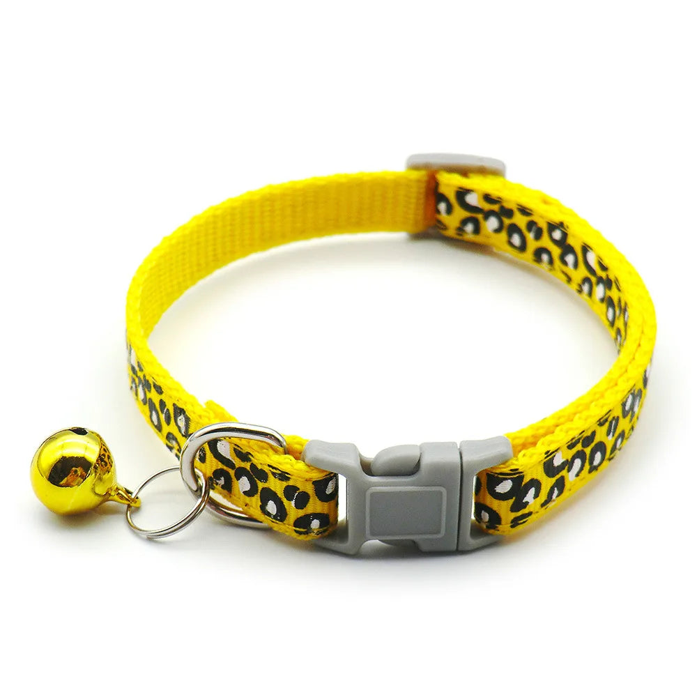MOONBIFFY Leopard Dog Collar – Adjustable Breakaway with Bell