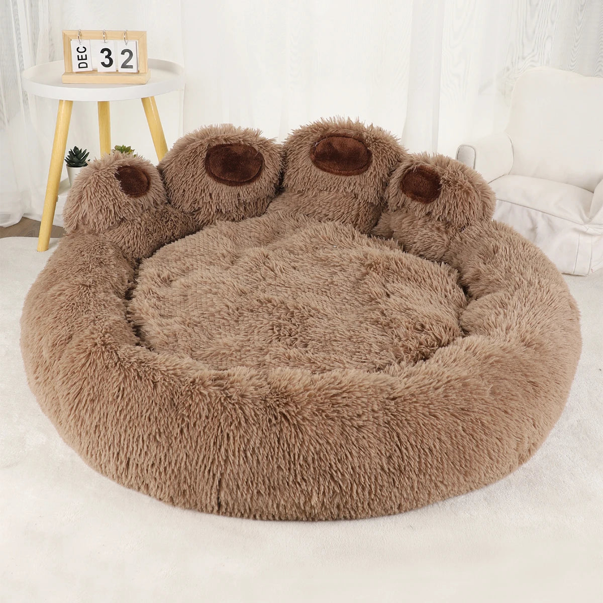 Fluffy Dog Bed – Winter Plush Sofa Basket for Small to Large Dogs, Soft Round Cushion