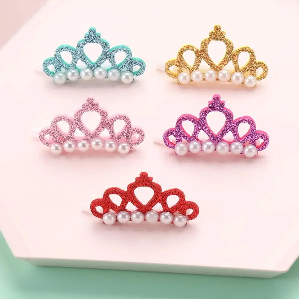 Small Dog Hair Clip Bow Faux Pearl Crown – 1 Pc Cute Pet Accessory