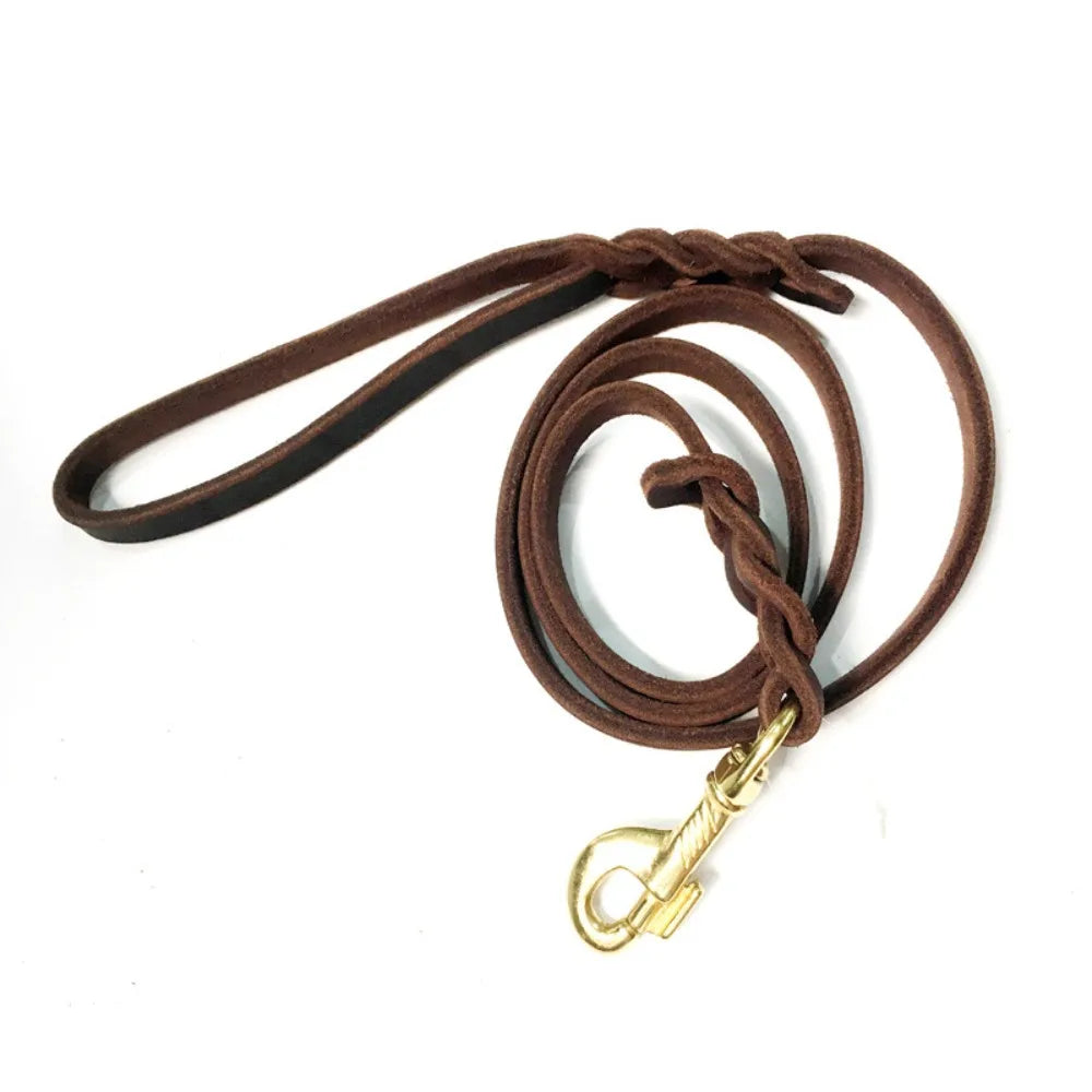 Dog Leather Leash – Braided Copper Hook